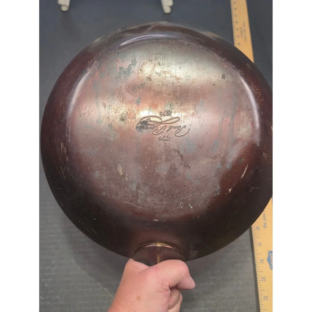Vintage Paul Revere 1776-1976 Bicentennial Copper Skillet Brass Handle 10 inch